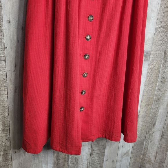 Reitmans Signature Elegant Red Button-Down Dress. Cotton Blend. Size Large - Picture 4 of 12